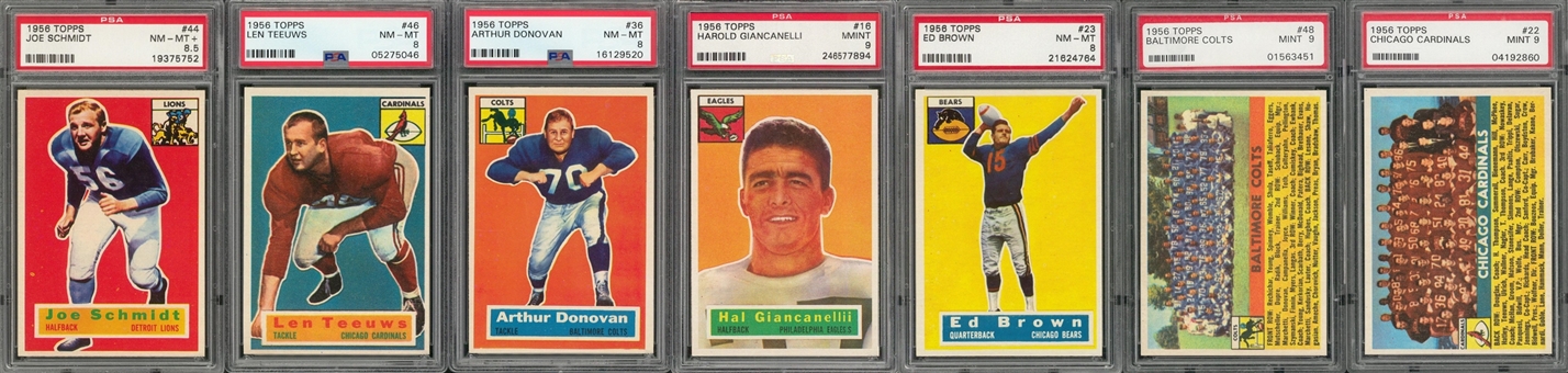 1956 Topps Football PSA-Graded Collection (7 Different) Including Hall of Famers